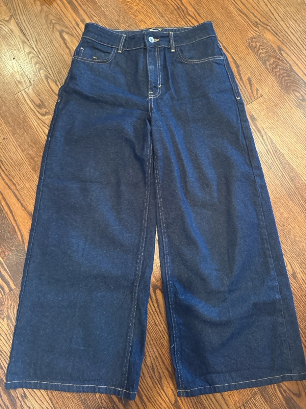 ZARA Dark Blue Wide Leg Denim Pants Size Woman 4